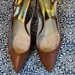 Michael Kors Tan Slingback Kitten Heels
